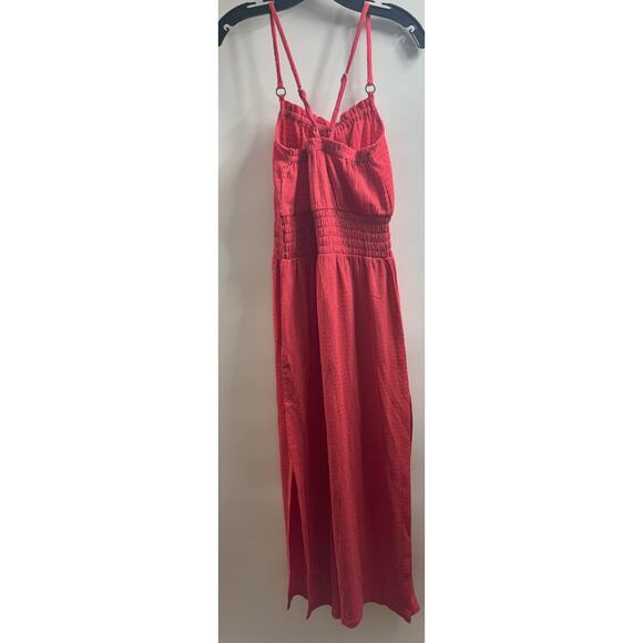 Michael Kors NWT Geranium Red Smocked Maxi Dress Size Medium - Picture 3 of 8